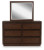 Ashley Kendamor Dark Brown Queen Canopy Bed with Mirrored Dresser and Nightstand