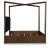 Ashley Kendamor Dark Brown Queen Canopy Bed with Mirrored Dresser and Nightstand