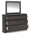 Ashley Parlayon Charcoal Queen Panel Storage Bed with Mirrored Dresser