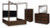 Ashley Kendamor Dark Brown Queen Canopy Bed with Mirrored Dresser and Chest
