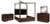 Ashley Kendamor Dark Brown Queen Canopy Bed with Mirrored Dresser and 2 Nightstands