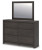 Ashley Parlayon Charcoal Queen Panel Bed with Mirrored Dresser