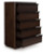 Ashley Kendamor Dark Brown California King Canopy Bed with Mirrored Dresser, Chest and Nightstand