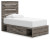 Ashley Urbanoore Brown Gray Twin Panel Storage Bed with Mirrored Dresser