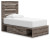 Ashley Urbanoore Brown Gray Twin Panel Bed with Storage with Mirrored Dresser and Chest Ashley Urbanoore Brown Gray Twin Panel Bed with Storage with Mirrored Dresser and Chest