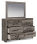 Ashley Urbanoore Brown Gray Full Panel Bed with Storage with Mirrored Dresser and 2 Nightstands