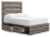 Ashley Urbanoore Brown Gray Full Panel Bed with Storage with Mirrored Dresser and 2 Nightstands
