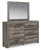 Ashley Urbanoore Brown Gray King Panel Bed with Mirrored Dresser and 2 Nightstands