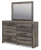 Ashley Urbanoore Brown Gray King Panel Bed with Mirrored Dresser and 2 Nightstands