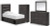 Ashley Delmorta Dark Gray Twin Panel Bed with Storage with Mirrored Dresser and Chest