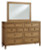 Ashley Sharlance Light Brown California King Upholstered Panel Bed with Mirrored Dresser and Nightstand