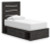Ashley Delmorta Dark Gray Twin Panel Bed with Storage with Mirrored Dresser