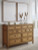 Ashley Sharlance Light Brown California King Upholstered Panel Bed with Dresser