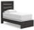 Ashley Delmorta Dark Gray Twin Panel Bed with Mirrored Dresser and Nightstand