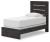 Ashley Delmorta Dark Gray Twin Panel Bed with Mirrored Dresser