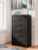 Ashley Delmorta Dark Gray Full Panel Bed with Storage with Mirrored Dresser, Chest and 2 Nightstands
