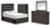 Ashley Delmorta Dark Gray Full Panel Bed with Storage with Mirrored Dresser and Chest
