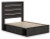 Ashley Delmorta Dark Gray Full Panel Bed with Storage with Mirrored Dresser and Chest