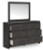 Ashley Delmorta Dark Gray Full Panel Bed with Mirrored Dresser and 2 Nightstands
