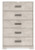 Ashley Shawburn Whitewash Full Platform Bed with Dresser and Chest