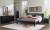 Ashley Danziar Black Queen Panel Headboard with Mirrored Dresser and Nightstand
