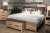 Ashley Hollymount Tan King Upholstered Panel Bed with Mirrored Dresser