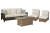 Ashley Beachcroft Beige Outdoor Sofa and 2 Lounge Chairs with Fire Pit Table