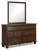 Ashley Danabrin Brown Twin Panel Bed with Mirrored Dresser, Chest and 2 Nightstands