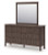 Ashley Cadmori Brown Full Upholstered Panel Platform Bed, Dresser, Mirror, Chest and Nightstand
