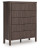 Ashley Cadmori Brown Full Upholstered Panel Bed, Dresser, Mirror and Chest