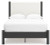 Ashley Cadmori Black White Full Upholstered Panel Bed, Dresser and Mirror