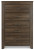Ashley Juararo Dark Brown King/California King Panel Headboard Bed with Mirrored Dresser, Chest and 2 Nightstands
