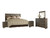 Ashley Juararo Dark Brown King/California King Panel Headboard Bed with Mirrored Dresser and 2 Nightstands
