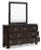 Ashley Covetown Dark Brown Twin Panel Bed with Mirrored Dresser, Chest and 2 Nightstands