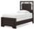 Covetown Dark Brown Twin Panel Bed with Mirrored Dresser
