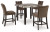 Ashley Jazmore Dark Brown Beige Counter Height Dining Table and 4 Barstools