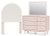 Ashley Wistenpine Blush Twin Upholstered Panel Headboard with Mirrored Dresser