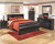 Huey Vineyard Black Queen Sleigh Bed with Mirrored Dresser, Chest and 2 Nightstands