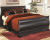 Huey Vineyard Black Queen Sleigh Bed with Mirrored Dresser and Nightstand