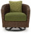 Ashley Horizon Hall Brown Green Outdoor Swivel Lounge Chair with Cushion