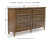 Benchcraft Sturlayne Brown Queen Upholstered Panel Bed and Dresser