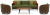 Ashley Horizon Hall Brown Green Outdoor Sofa and 2 Chairs with Coffee Table