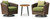Ashley Horizon Hall Brown Green 2 Lounge Chairs with End Table