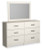 Stelsie White Full Panel Bed with Mirrored Dresser and Nightstand