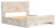 Ashley Lawroy Light Natural King Panel Bed with Storage, Dresser and Mirror