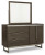 Ashley Arkenton Grayish Brown King Panel Bed with Mirrored Dresser and 2 Nightstands
