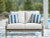 Ashley Rainier Ranch Brown Beige Outdoor Loveseat with Cushion