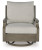 Ashley Rainier Ranch Brown Beige Outdoor Loveseat and 2 Chairs with Coffee Table