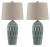 Ashley Hadbury Pale Blue Teal Table Lamp (Set of 2)