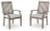 Ashley Rainier Ranch Brown Beige Outdoor Arm Chair with Cushion (Set of 2)